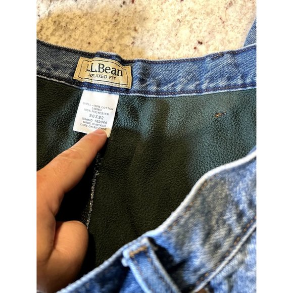 LL Bean Fleece Lined‎ Relaxed Fit Mens Jeans - Size 36x32 - Picture 2 of 6